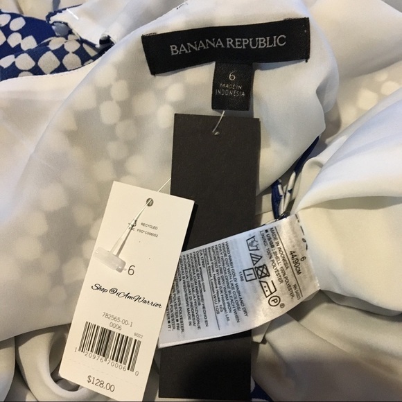 Banana Republic NWT tie shoulder blue geo print dress *shop@iamwarrior - Picture 9 of 10